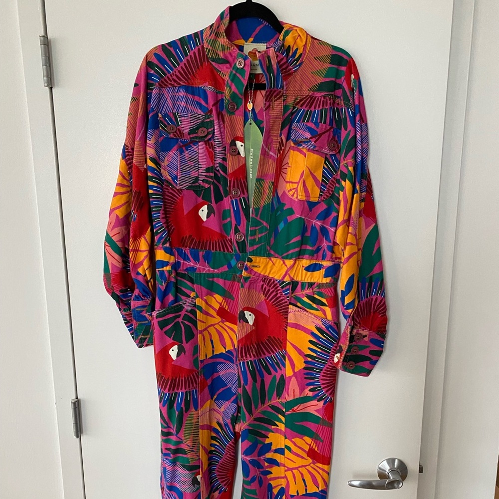 Farm Rio Macaw Twill Jumpsuit Size S NWT